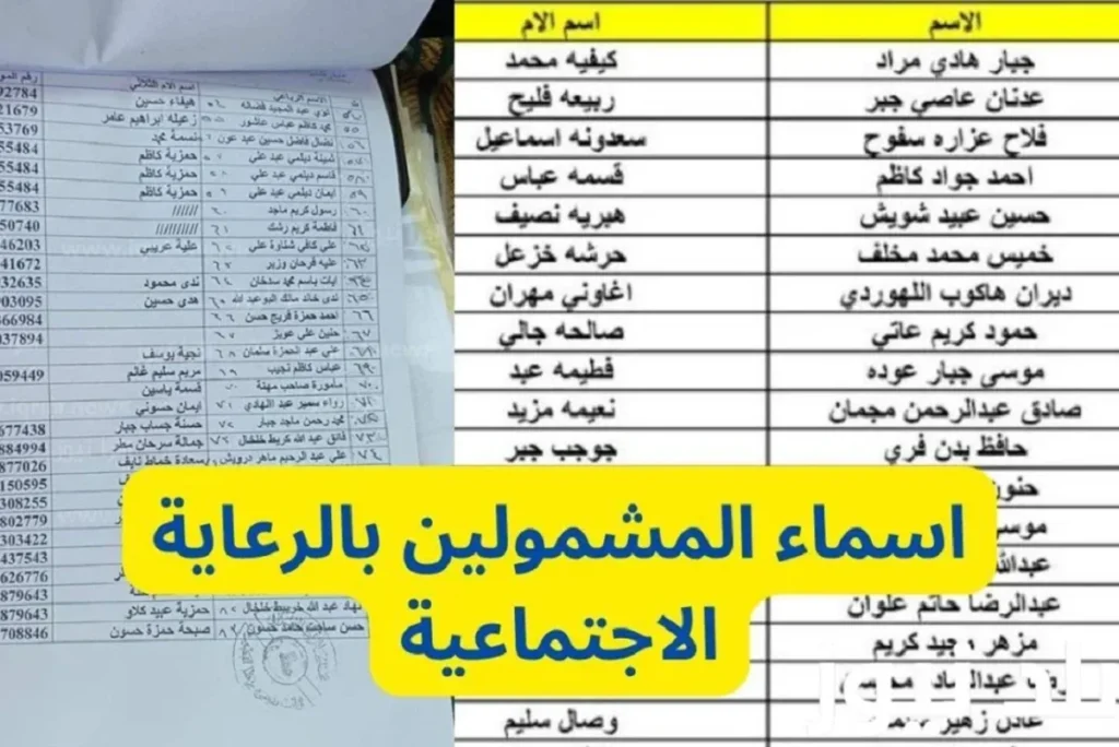 أسماء المشمولين بالرعاية الاجتماعية