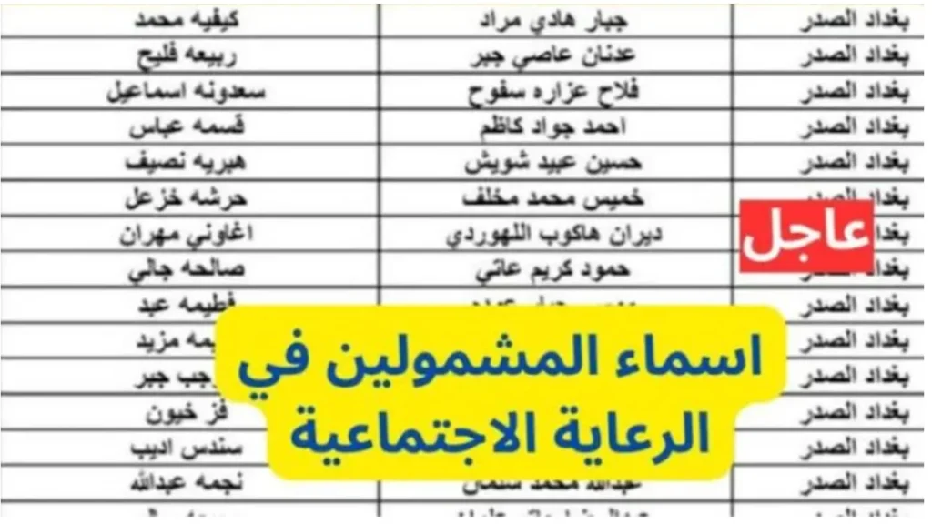 spa.gov.iq رابط الاستعلام عن اسماء الرعاية الاجتماعية الوجبة الاخيرة