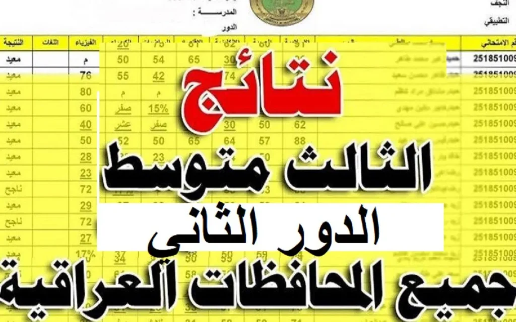 هســة رفع نتائج الثالث المتوسط الدور الثاني 2024 موقع نتائجنا pdf بالــرقم الامتحاني من الوزارة