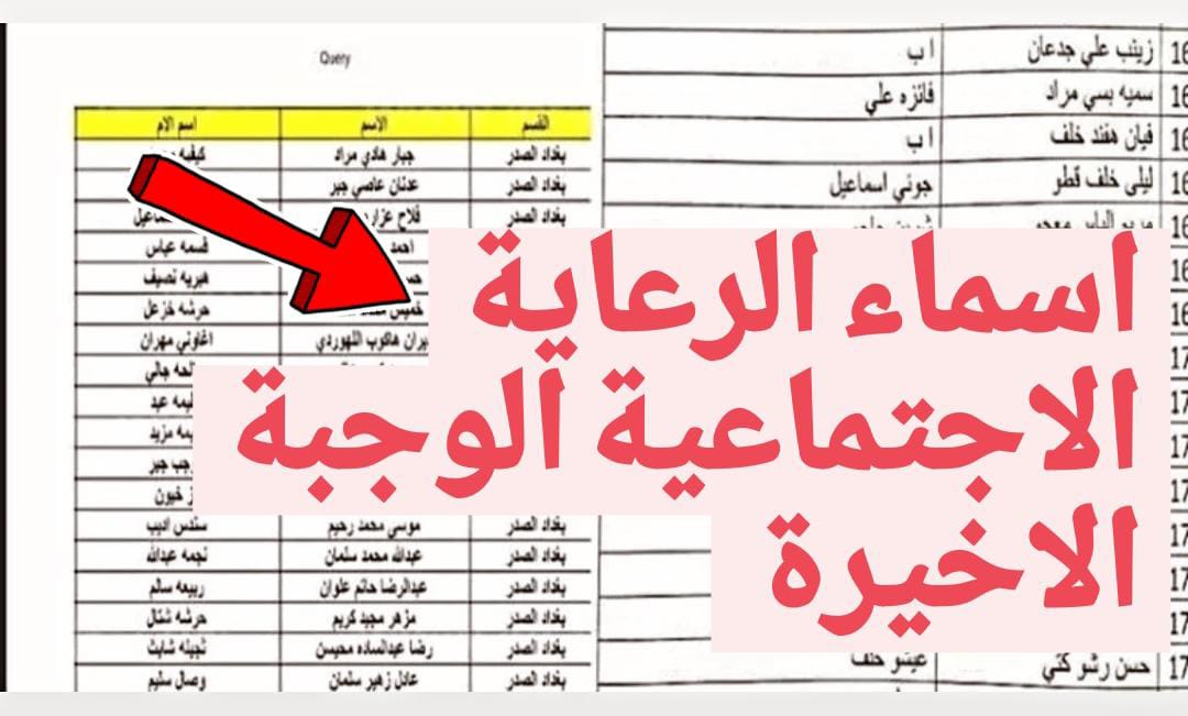 “الوجبة السابعة متــي” اسـتعلم عن اسماء الرعاية الاجتماعية الوجبة الاخيرة عمــوم محافظات العراق عبر مظلتي spa.gov.iq حال الاعلان عنها